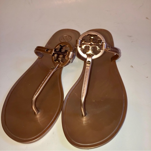 Sz 8 Tory Burch Mini Miller Jelly Thong Sandals Rose Gold - Picture 13 of 16